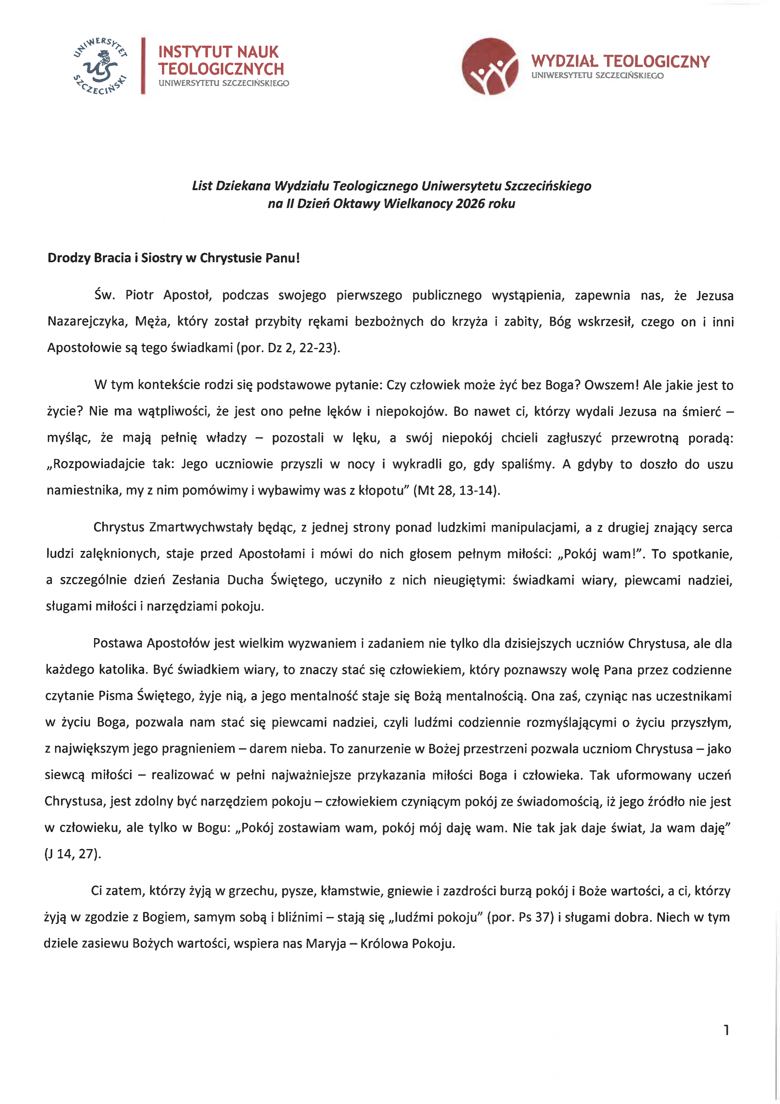 69a0f20c 5843 46f5 9b91 9800eabbb635 list dziekna wt us na ii dzien oktawy wielkanocy 2026 r 1